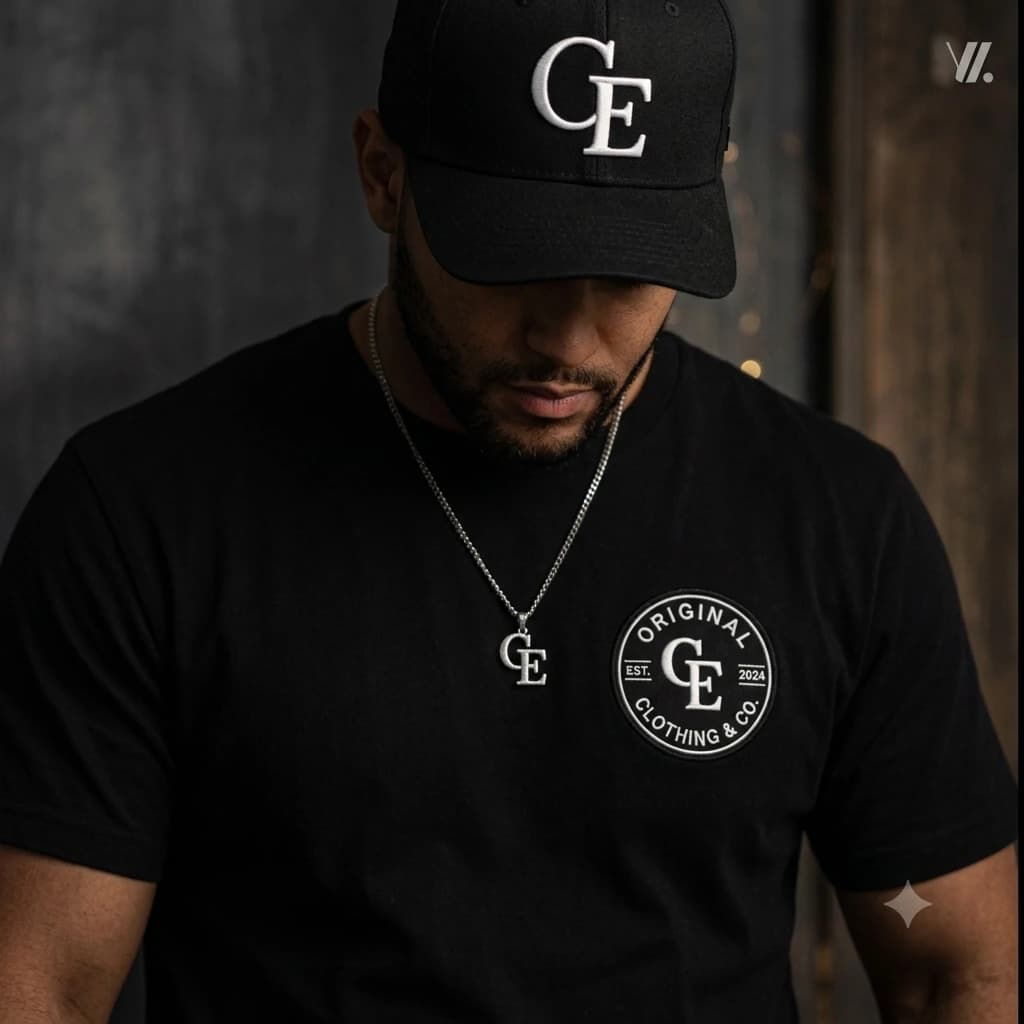 Man wearing a Casa Empresario tee and cap