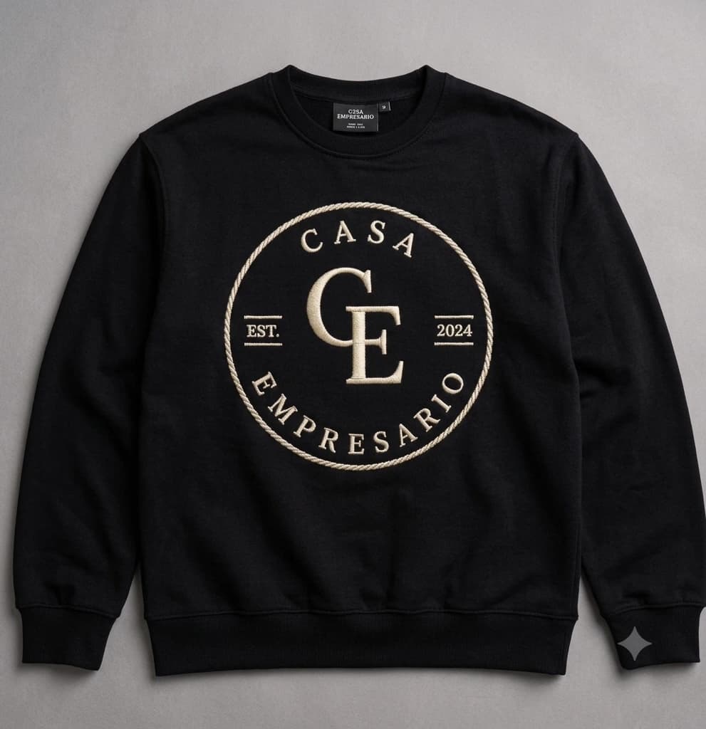 Black Casa Empresario crewneck sweatshirt with the CE crest