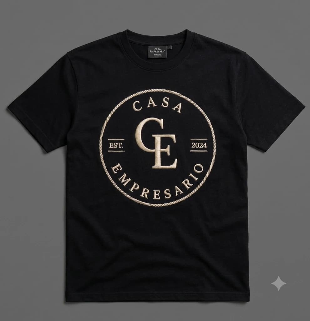 Black Casa Empresario t-shirt with the CE crest on the chest