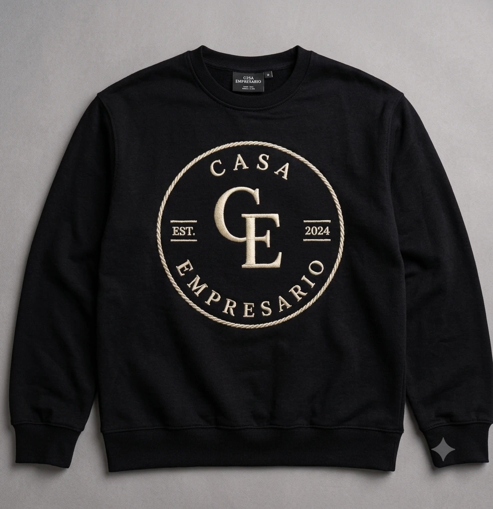 Black Casa Empresario crewneck sweatshirt with the CE crest