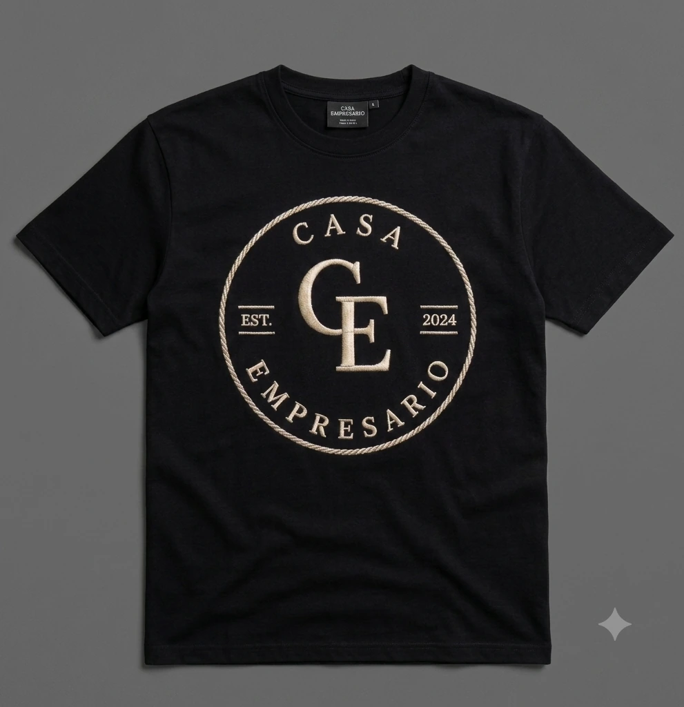 Black Casa Empresario t-shirt with the CE crest on the chest